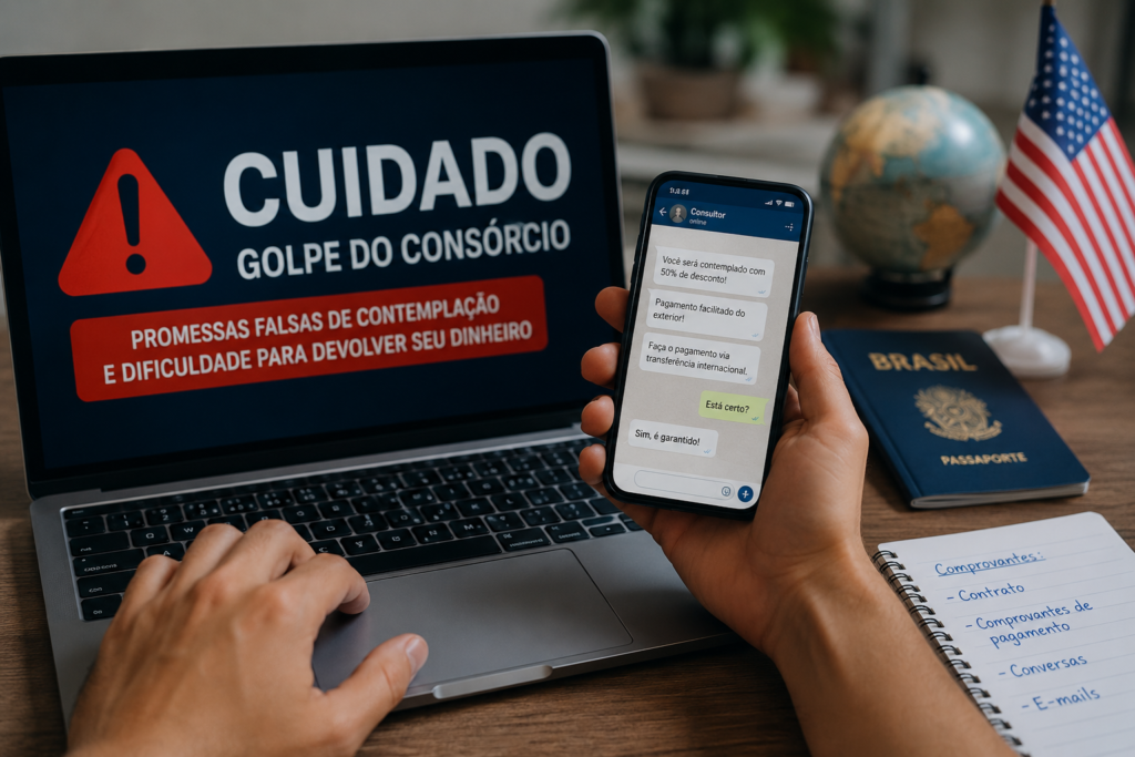 Golpe do Consórcio para Brasileiros no Exterior